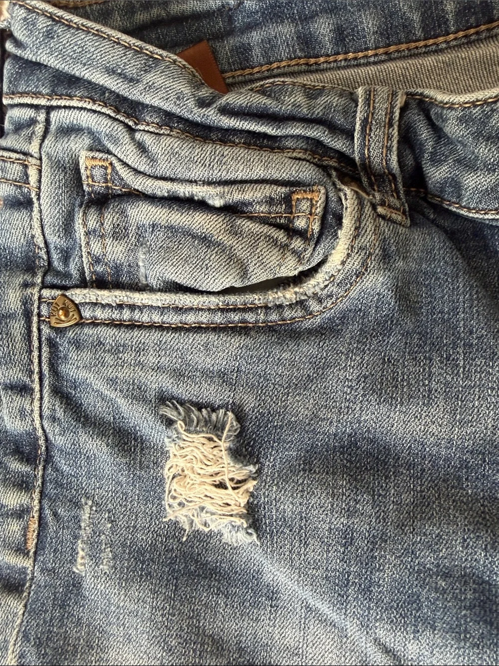Casual Kut from the Kloth Mid-Rise Denim Shorts - Light Blue